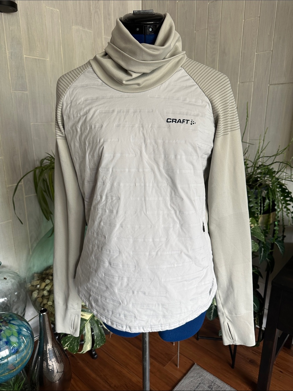 Craft Women's Light Cream Quilted Cowl-Neck Pullover